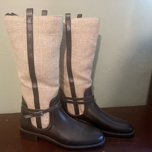 Brown vegan leather boots